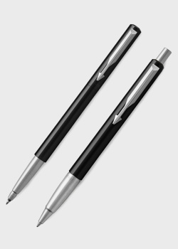 Набір з ручки-ролера та кулькової ручки Parker Vector 17 Black RB+BP, фото
